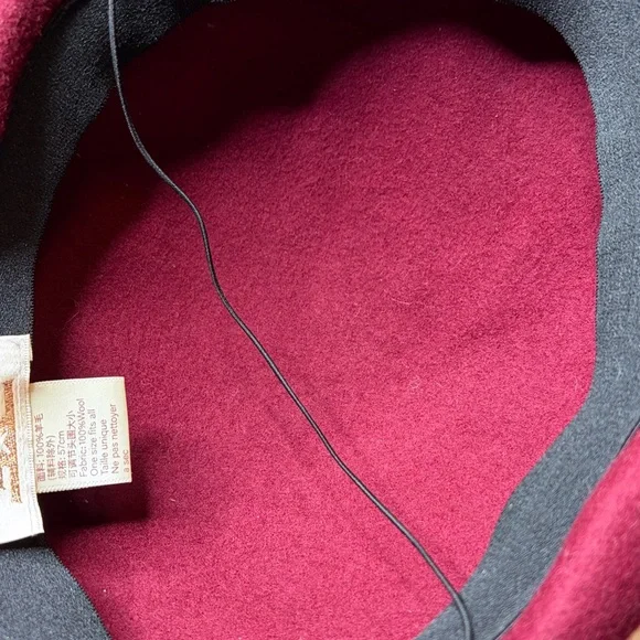 Vintage Elegant French girl cloche beret burgundy structured Wool bow Beret - Picture 5 of 8